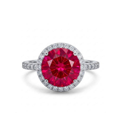 Sterling Silver Brilliant-cut Ruby Ring