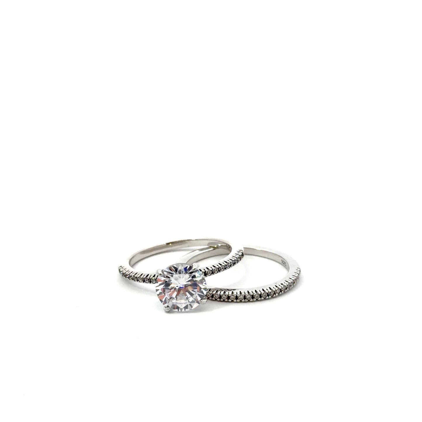 Sterling Silver Brilliant Cut Wedding Rings