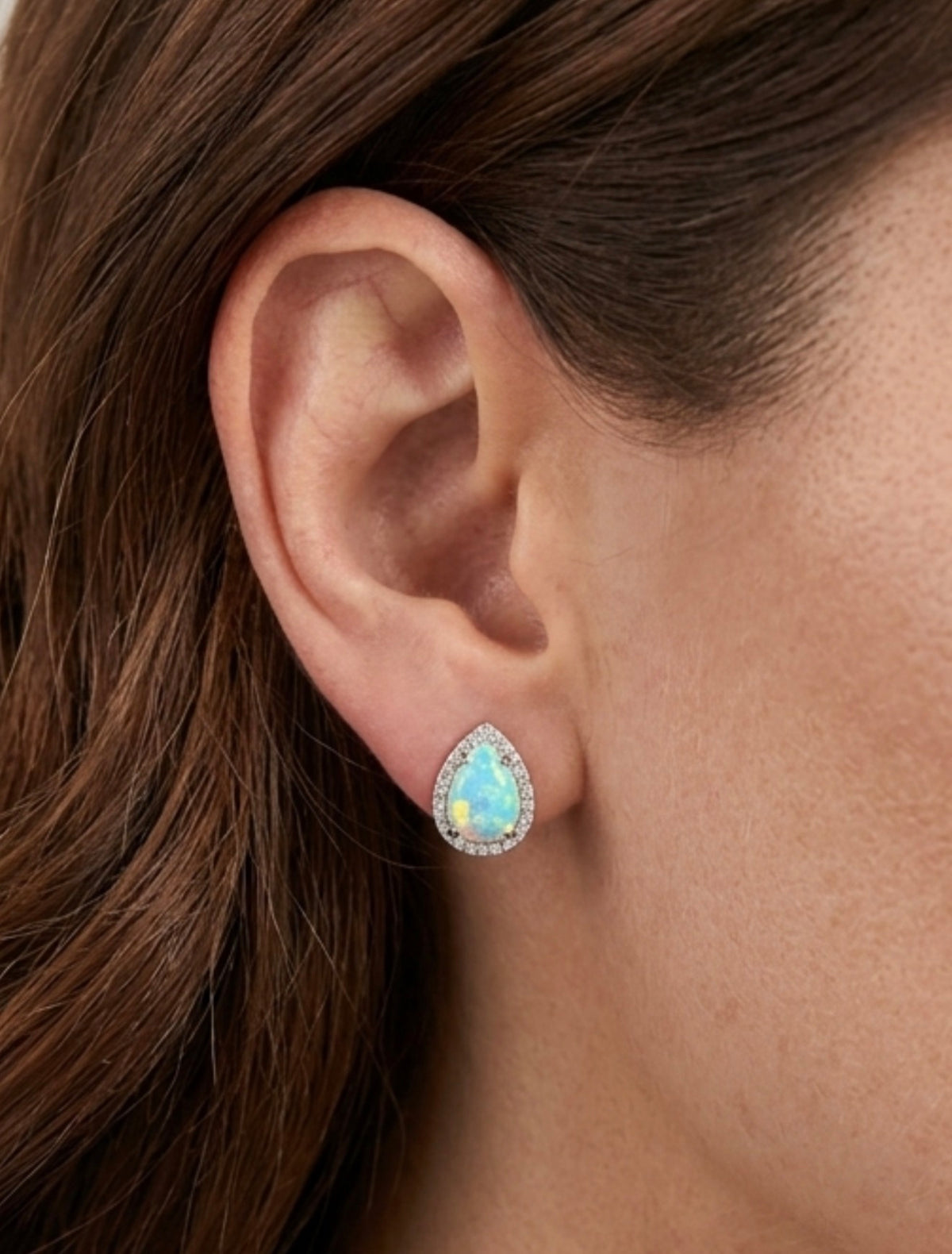 Sterling Silver Teardrop Cut Opal Earrings