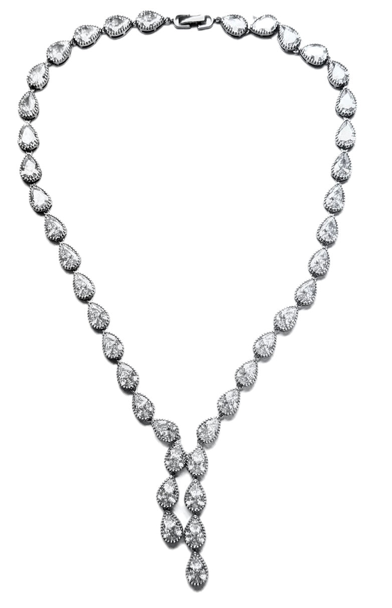 Sterling Silver Y-Shape Cubic Zirconia Necklace
