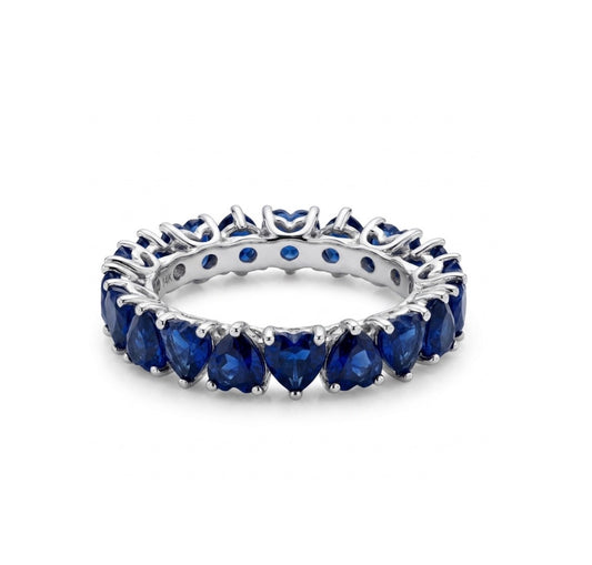 Sterling Silver Heart-cut  Eternity Ladies Band