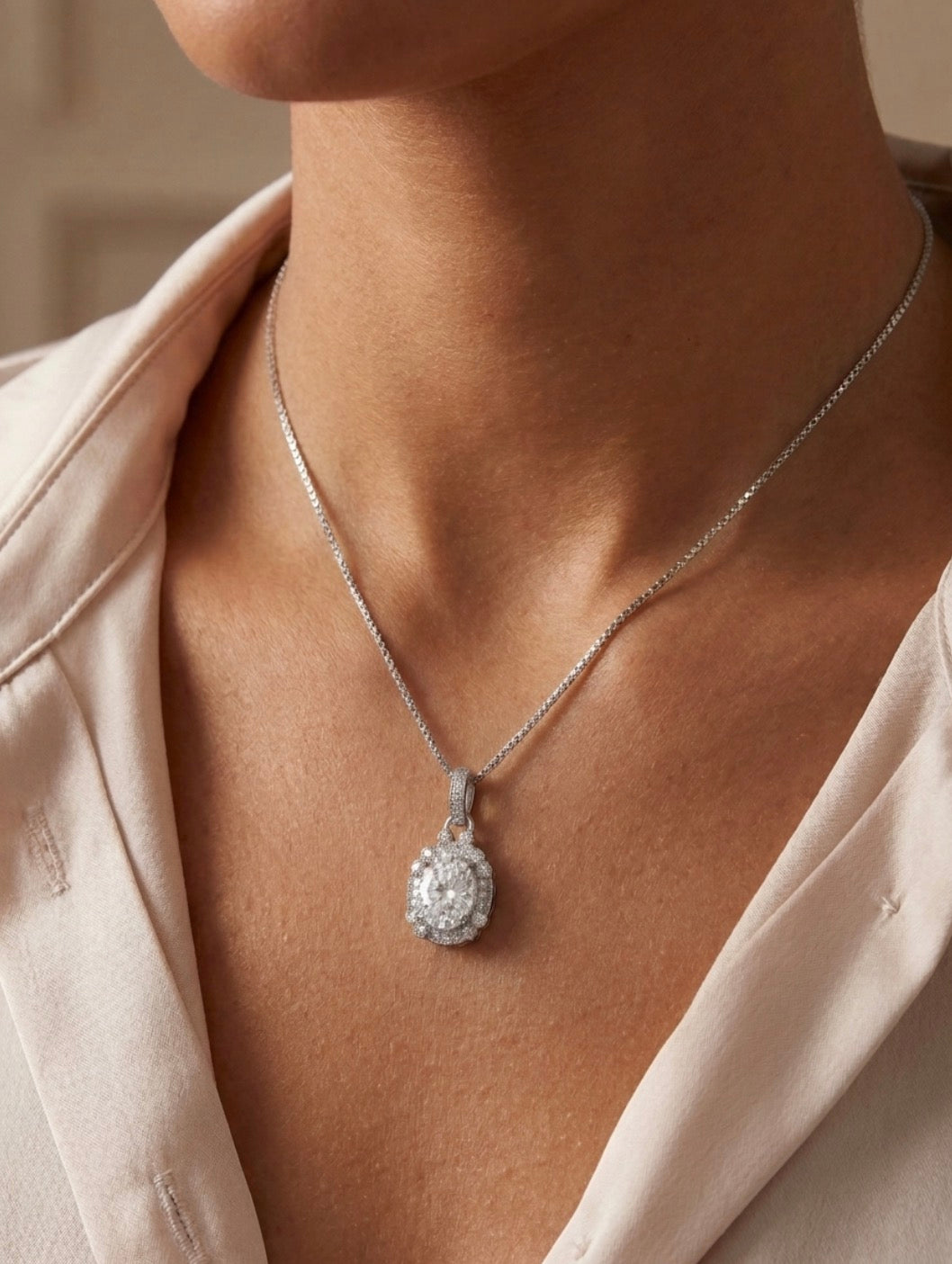 Sterling Silver Oval-cut Necklace