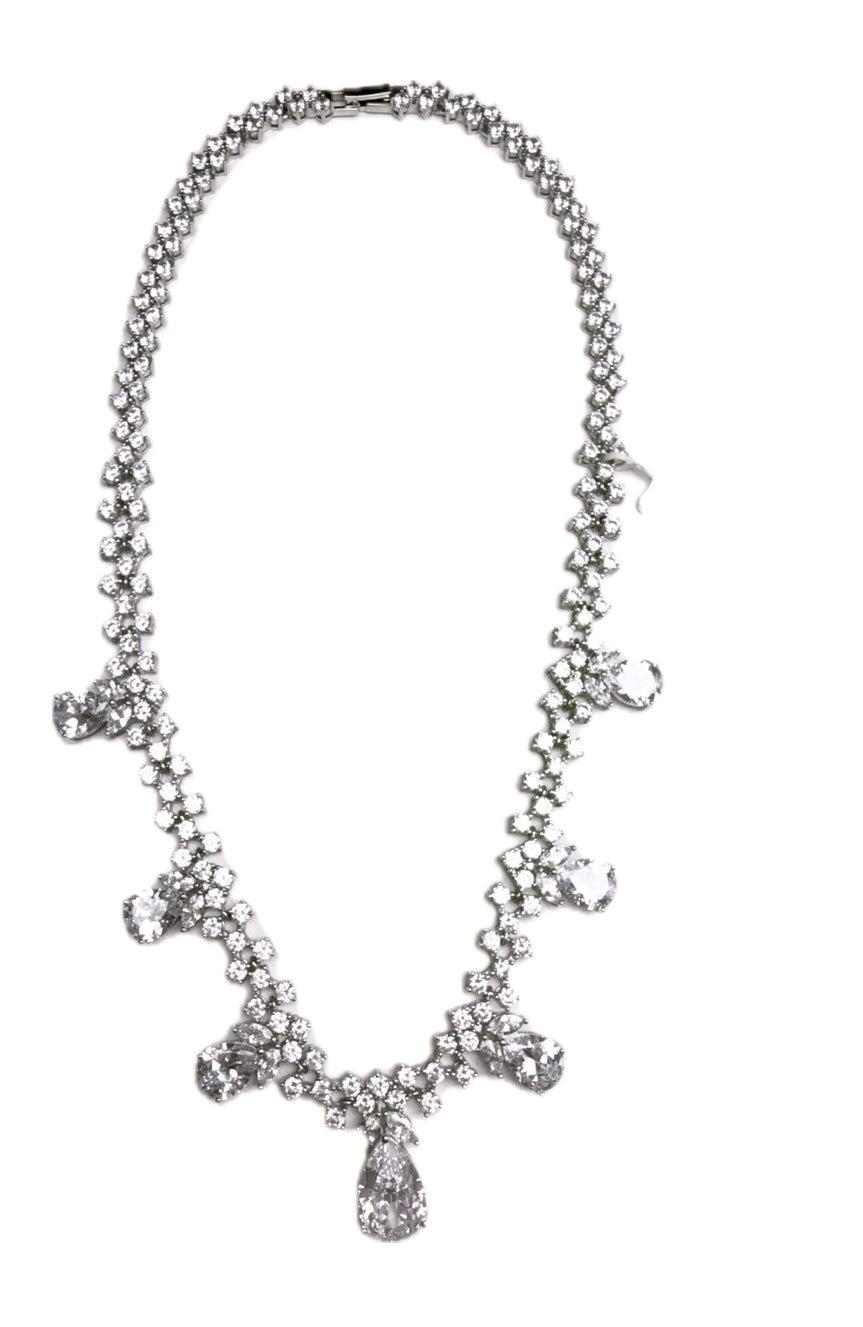 Sterling Silver Elegant Cubic Zirconia Collar Necklace