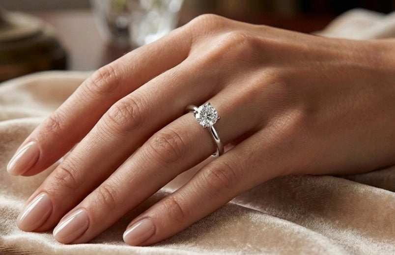 Sterling Silver 4-prongs Solitaire Engagement Ring