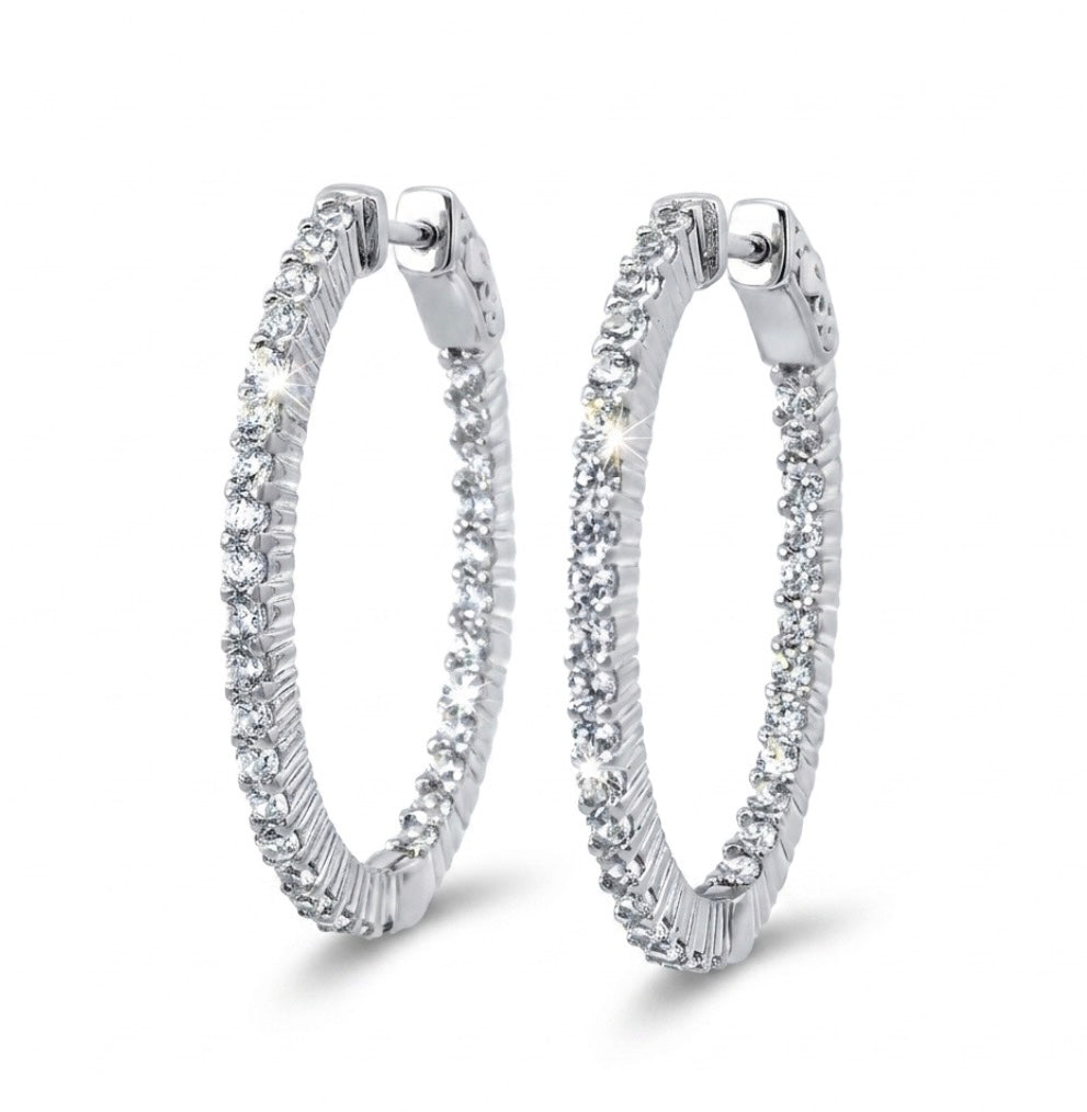 Inside-Out Oval Shape 1.20-inch 1.92 ct. Hoop Earrings