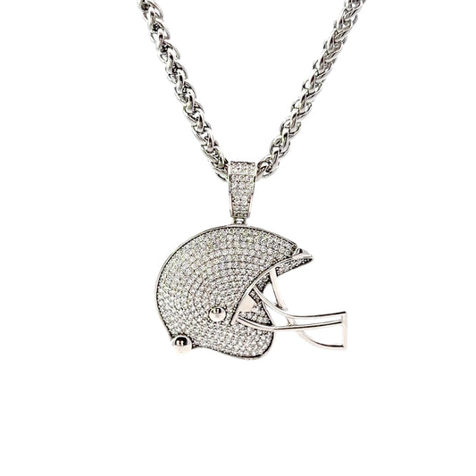 Sterling Silver Football Helmet Pendant
