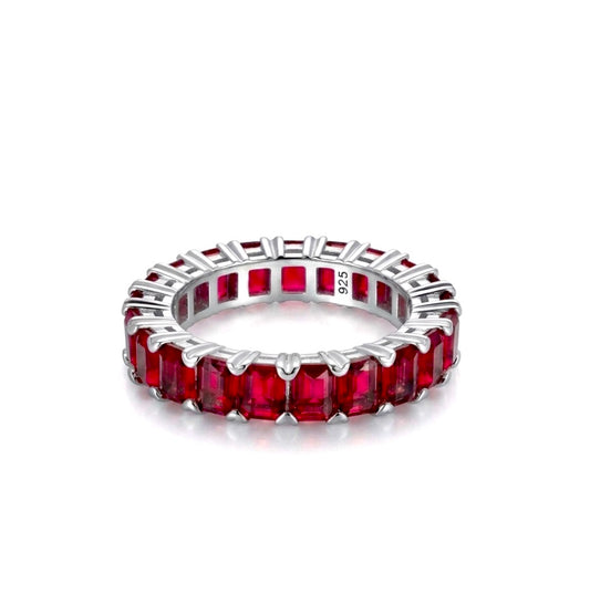 Sterling Silver Emerald-cut Eternity Ladies Band