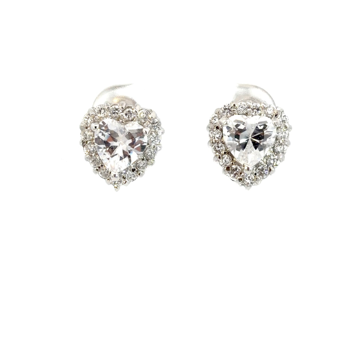 Stud Heart Shaped Cubic Zirconia Earrings