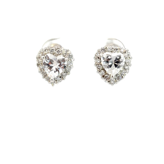 Stud Heart Shaped Cubic Zirconia Earrings