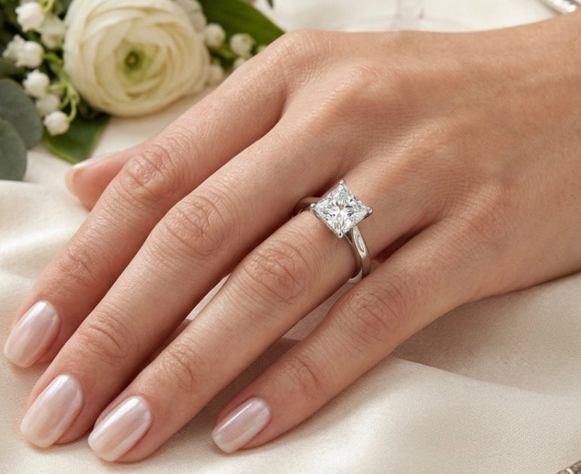 Sterling Silver Princess-Cut Solitaire Engagement Ring