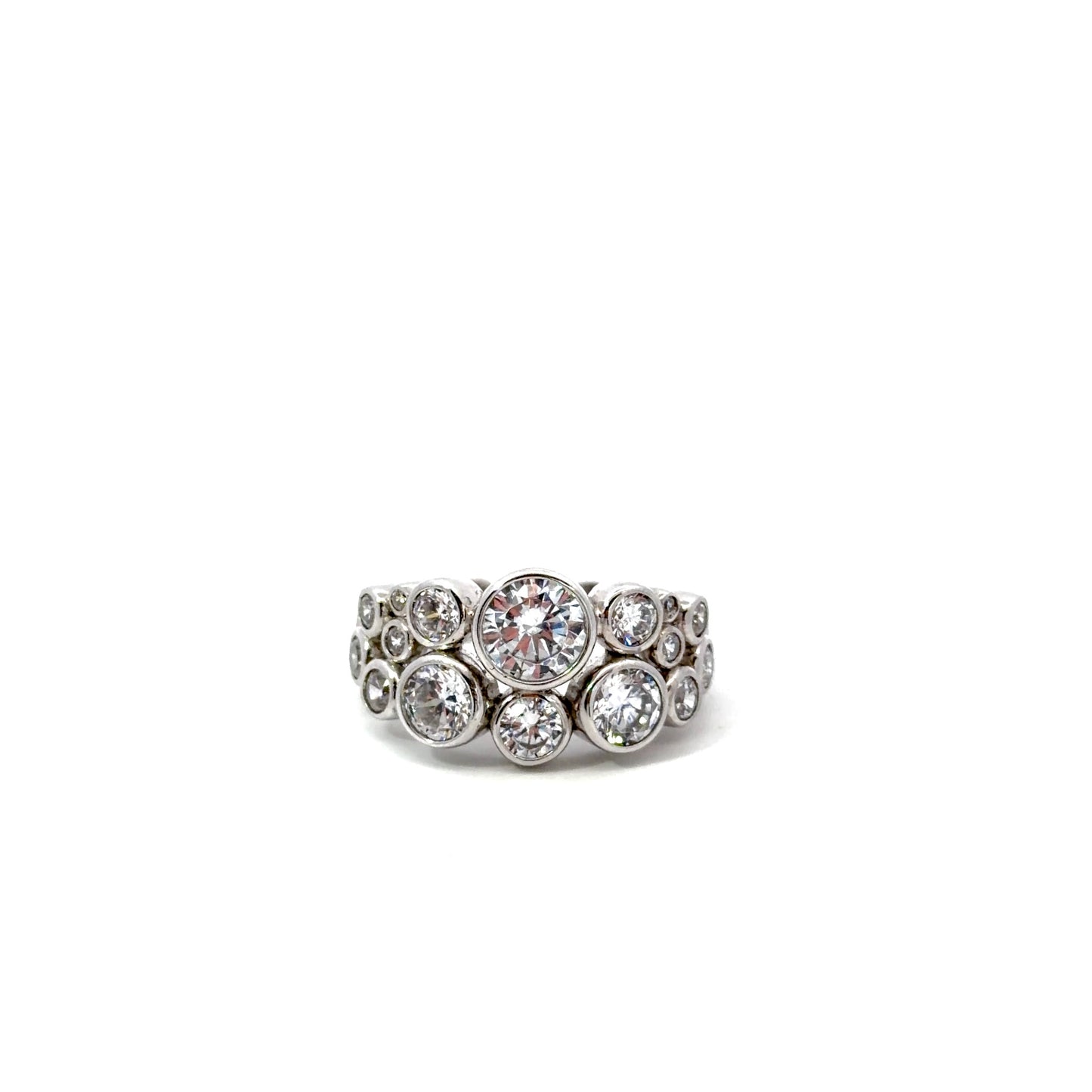 Sterling Silver Bezel Set Cluster Ring