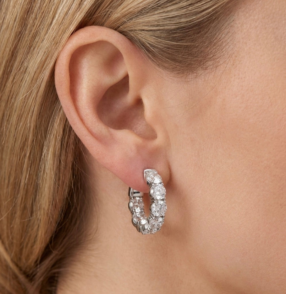 Inside-Out Oval Shape 0.85-inch 7.00 ct.Hoop Earrings