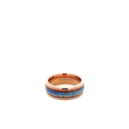Rose Gold Tungsten Layered Men’s Wedding Band