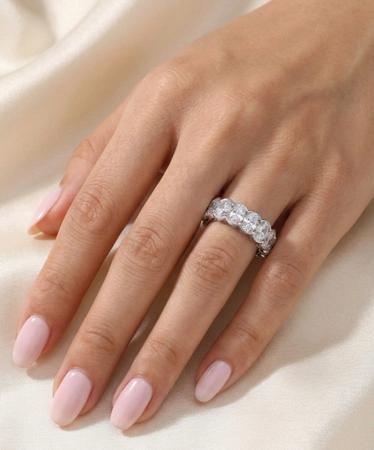 Sterling Silver oval cut Eternity Ring