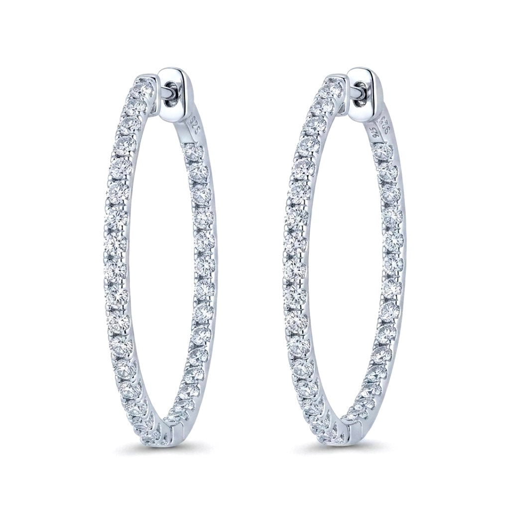 Inside-Out Oval Shape 1.54-inch 3.30 ct.Hoop Earrings