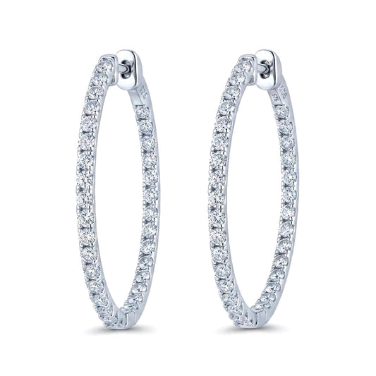 Inside-Out Oval Shape 1.54-inch 3.30 ct.Hoop Earrings