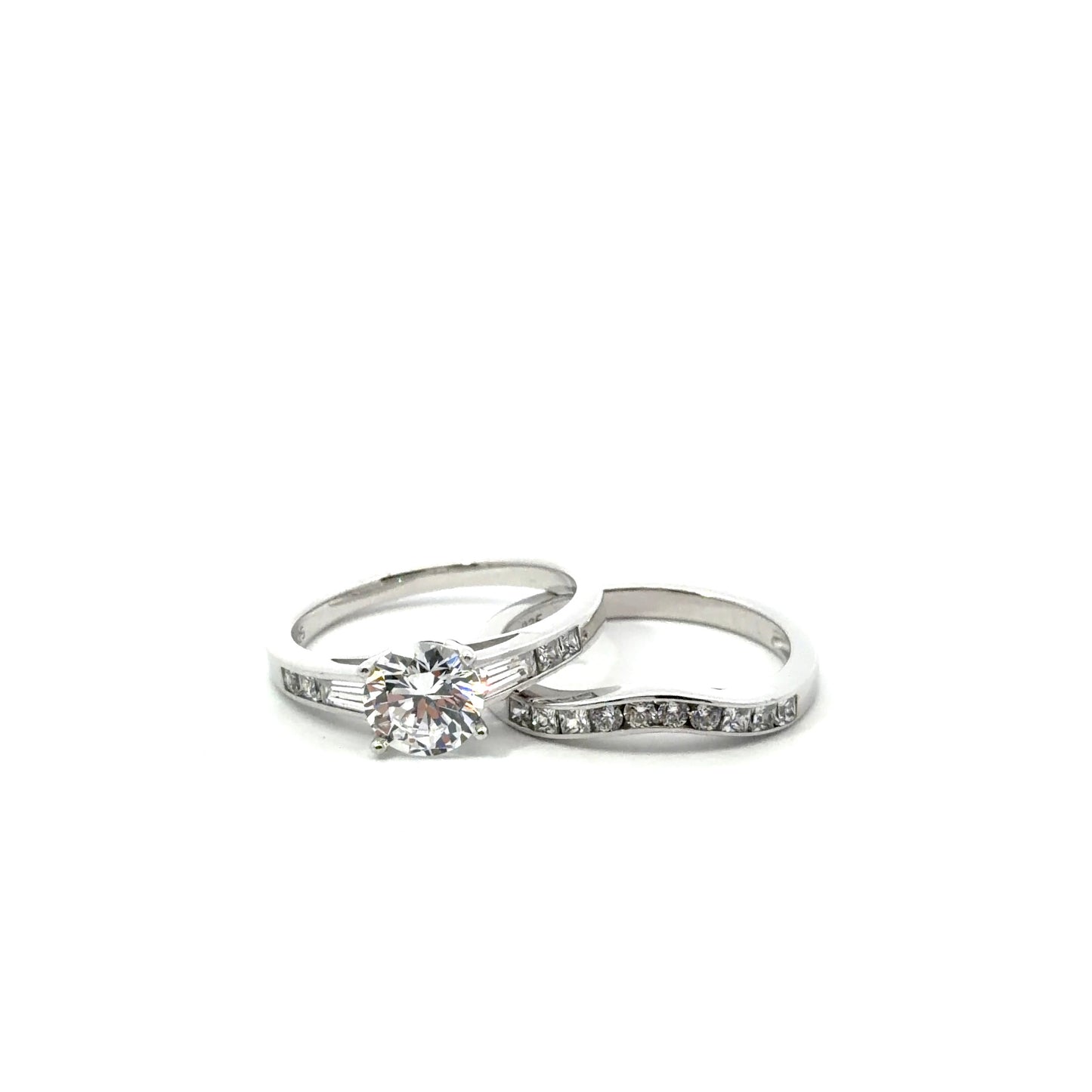 Sterling Silver Wedding Band Set