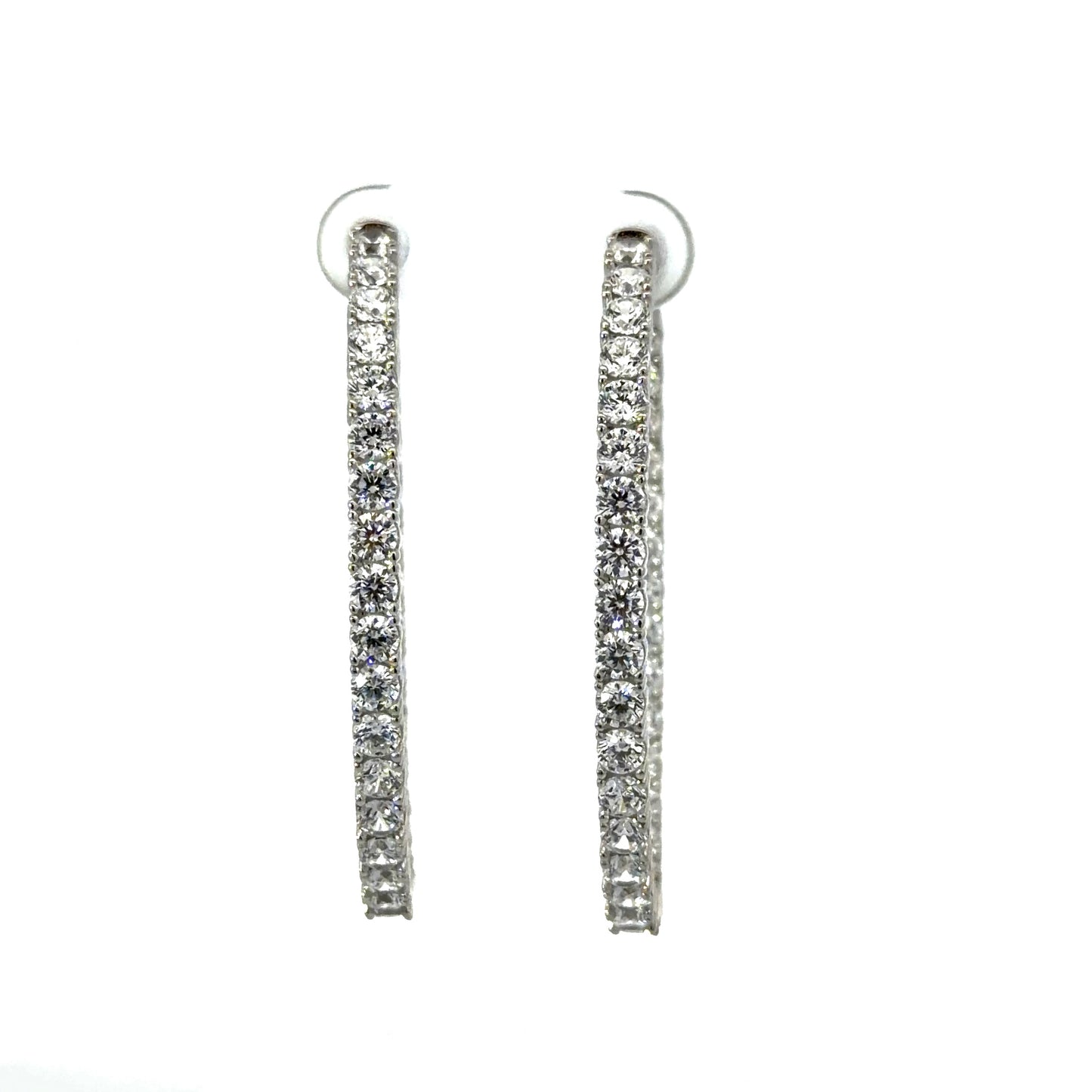 Sterling Silver Cubic Zirconia Hoop Earrings