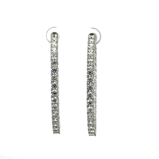 Sterling Silver Cubic Zirconia Hoop Earrings