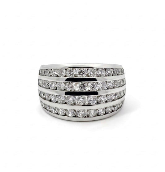 Sterling Silver Brilliant-cut  Wide Ladies  Band