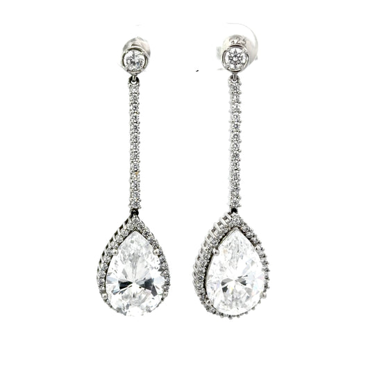 Pear Cut Cubic Zirconia Dangle Earrings