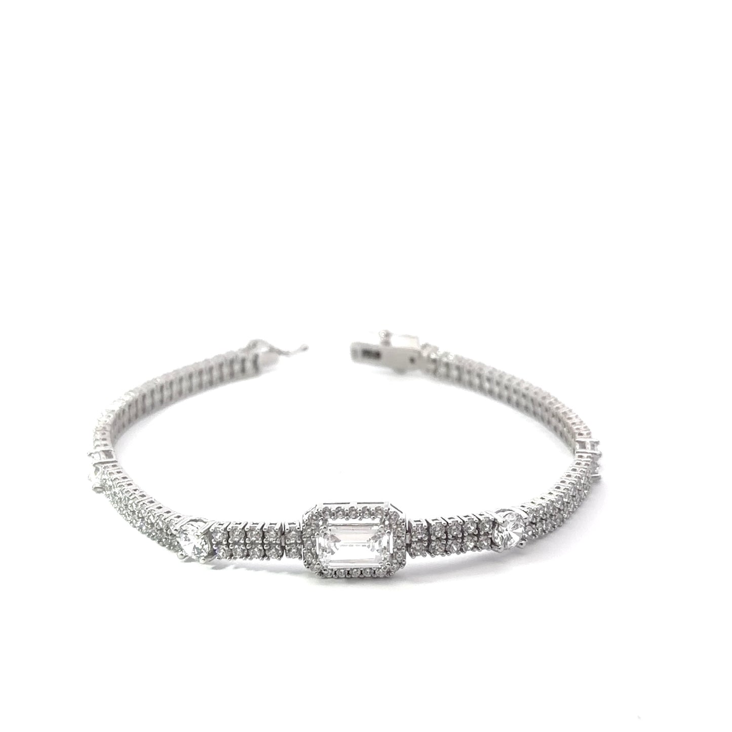 Sterling Silver Vintage Inspired Cubic Zirconia Bracelet