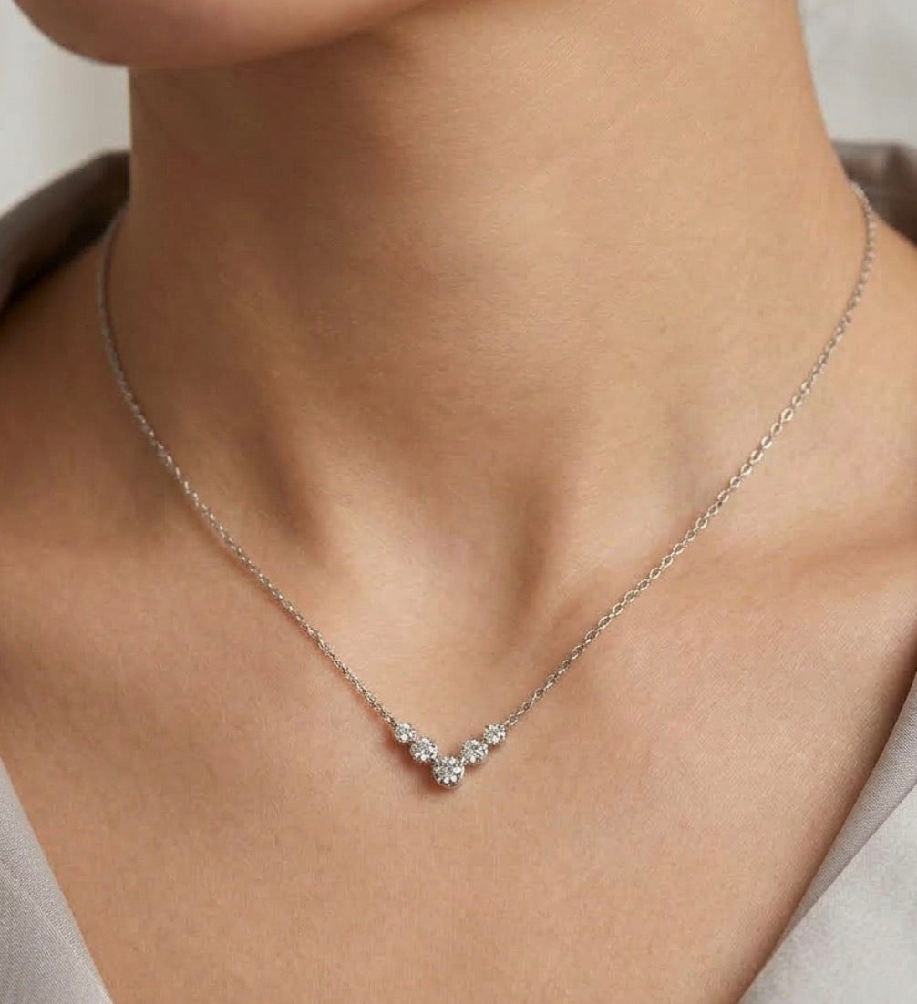 Sterling Silver Graduated Chevron Necklace