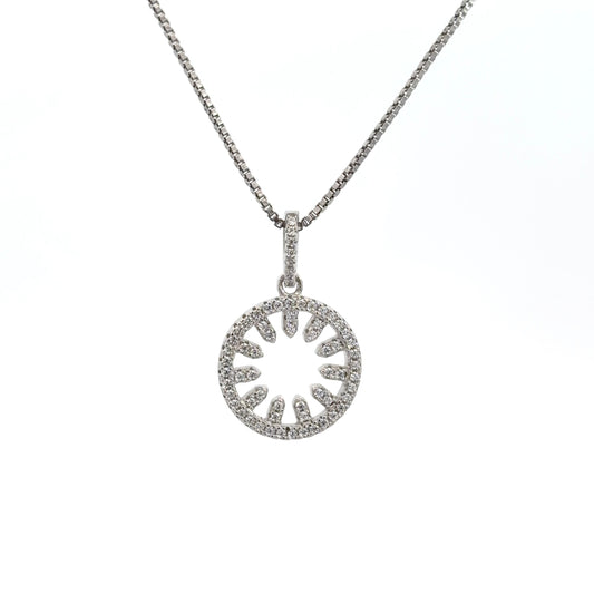 Sterling Silver Sunburst Cubic Zirconia Necklace