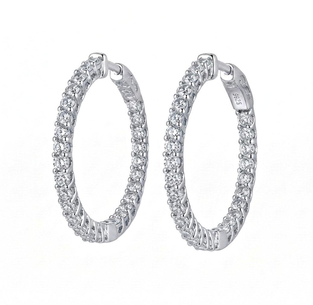 Inside-Out Round Shape 1.00-inch  1.50 ct Hoop Earrings