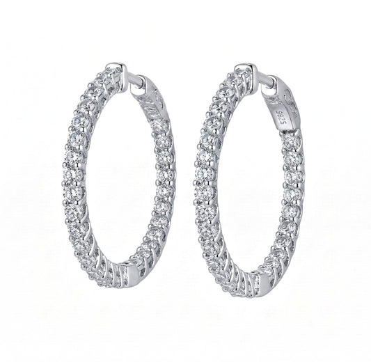 Inside-Out Round Shape 1.00-inch  1.50 ct Hoop Earrings