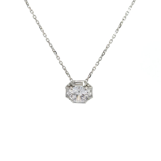Sterling Silver Cubic Zirconia Art Deco Inspired Necklace