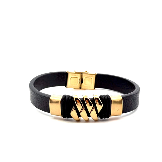 Leather with Stainless Steel Accent