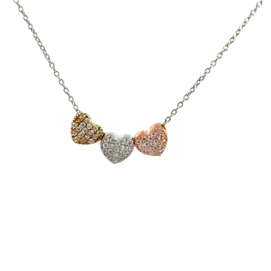 Tri-tone Heart shaped Necklace