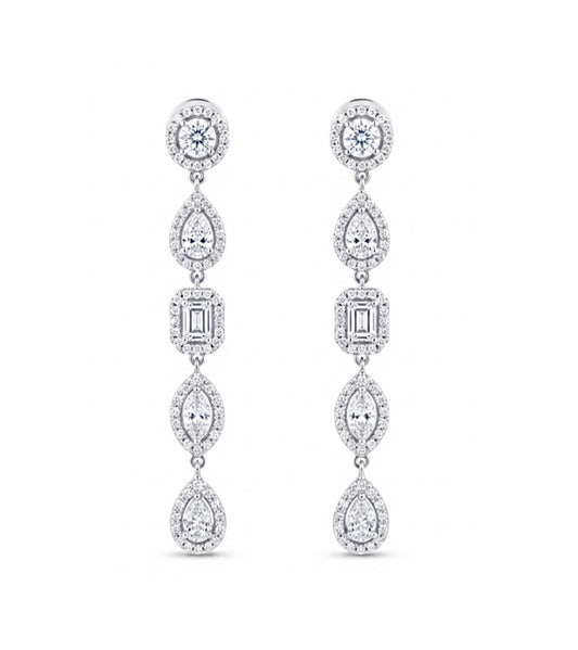 Sterling Silver Multi-Shape Cubic Zirconia Drop Earrings