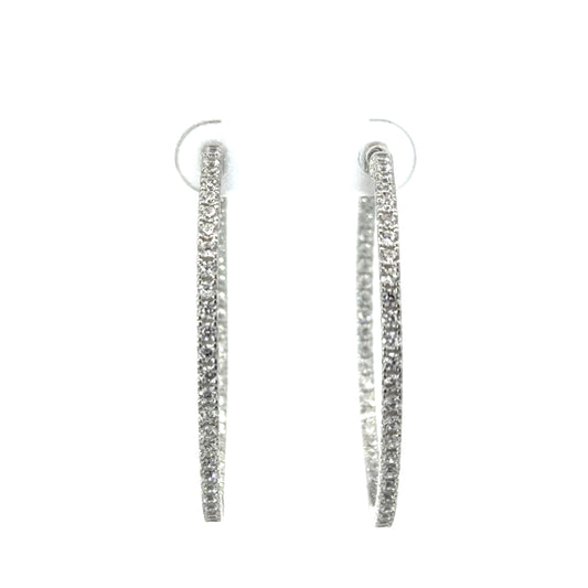 Sterling Silver Cubic Zirconia Hoop Earrings