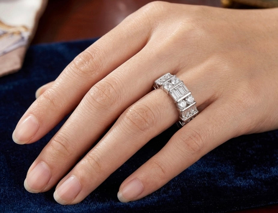 Sterling Silver Multi-cut stone Ladies Band