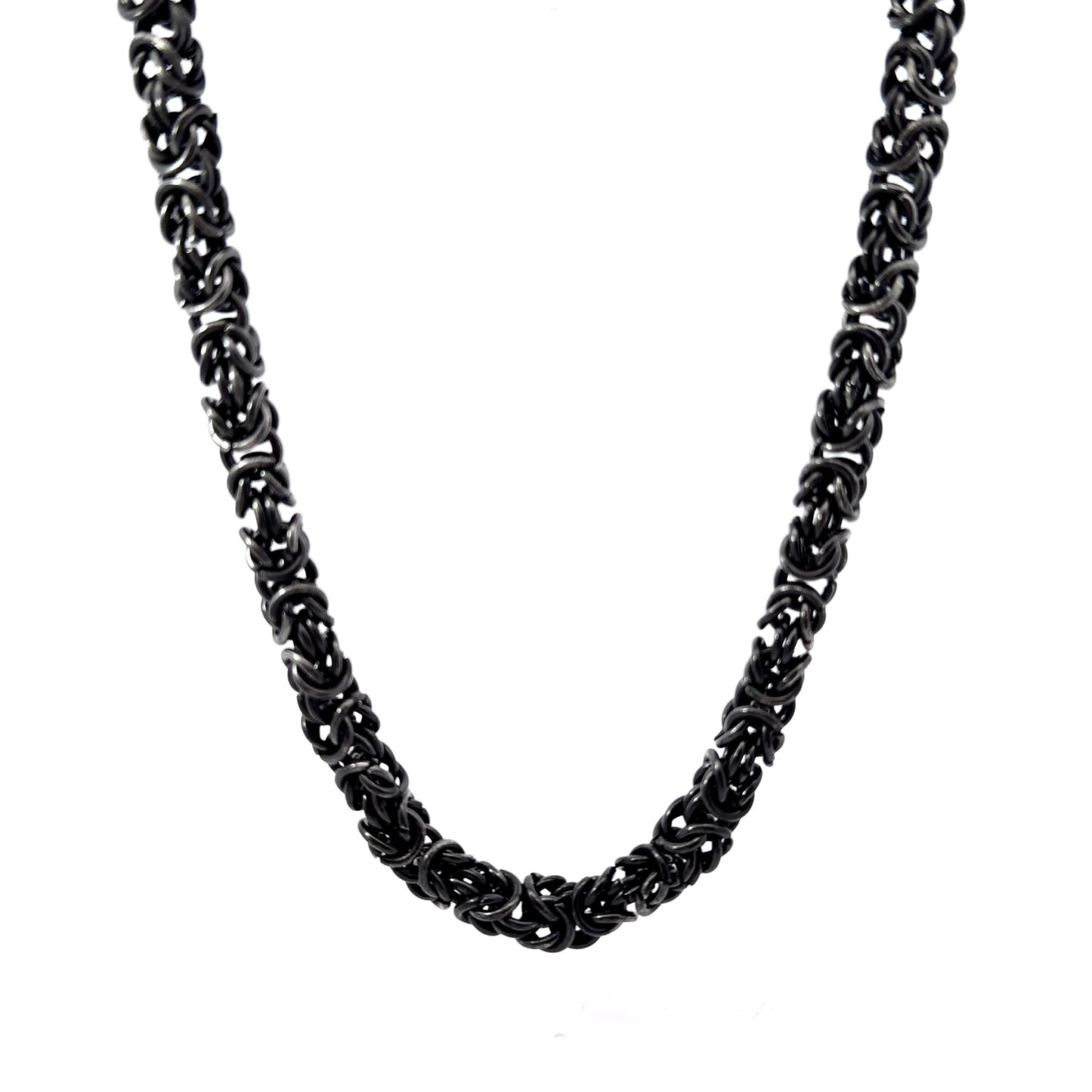 Men's All-Black Byzantine Stainless Steel Chain Necklace