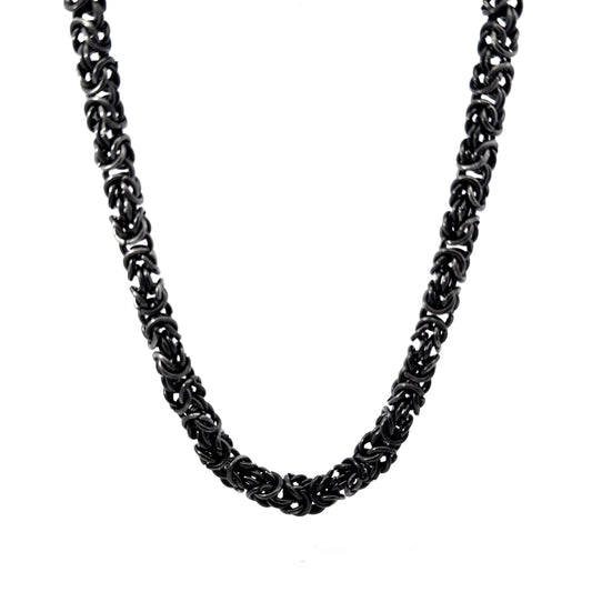 Men's All-Black Byzantine Stainless Steel Chain Necklace