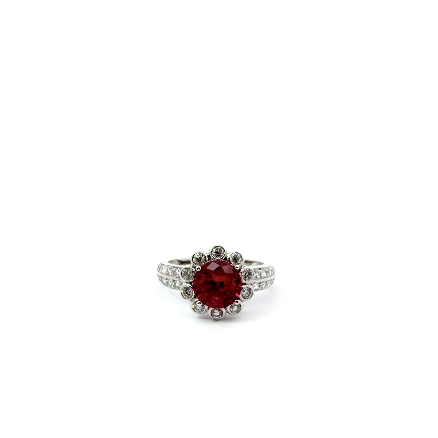 Sterling Silver Floral Design Ruby
