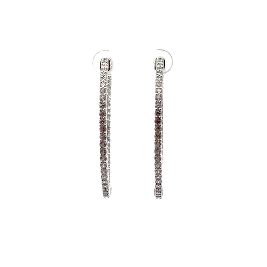 Sterling Silver Radiant Cubic Zirconia Hoop Earrings