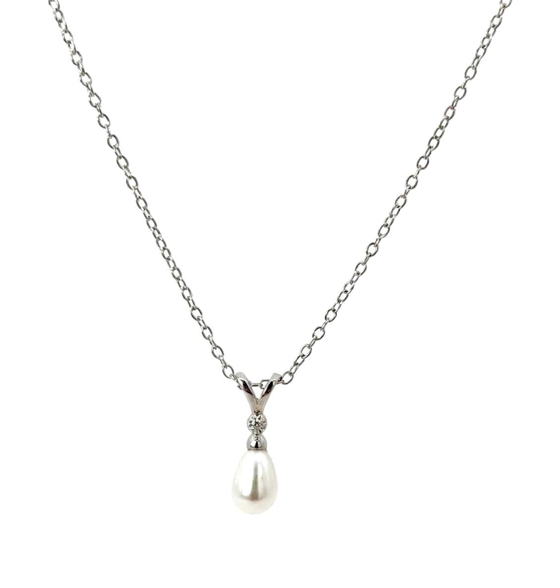 Sterling Silver Necklace & Earrings Pearl Set