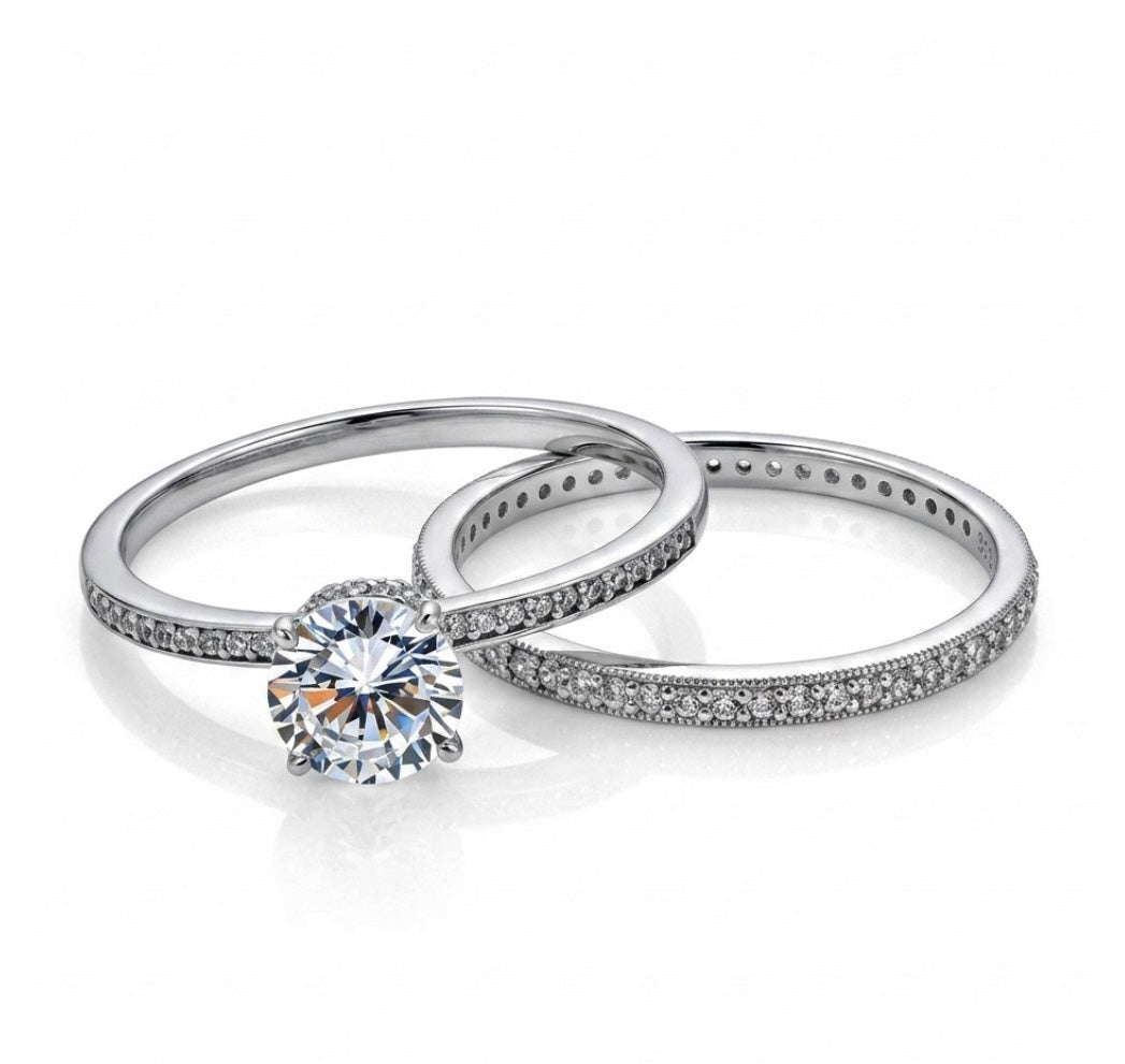 Sterling Silver Wedding Ring Set