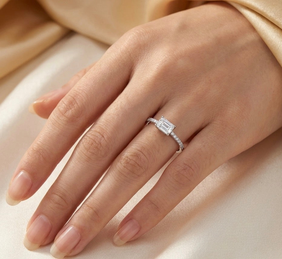 Sterling Silver  Baguette Ring
