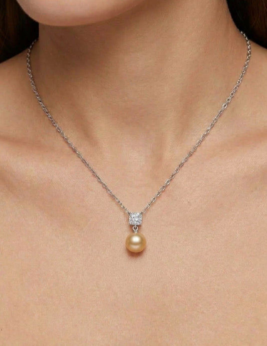 Sterling Silver Champagne Fresh water Pearl Necklace