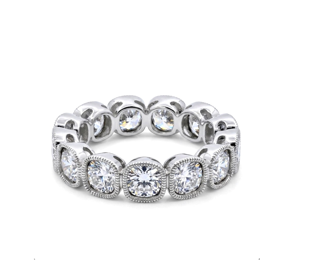 Sterling Silver Cushion-cut Eternity Ladies Band