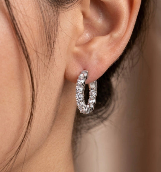 Inside-Out  Round Shape 1.00-inch 4.00 ct. Hoop Earrings