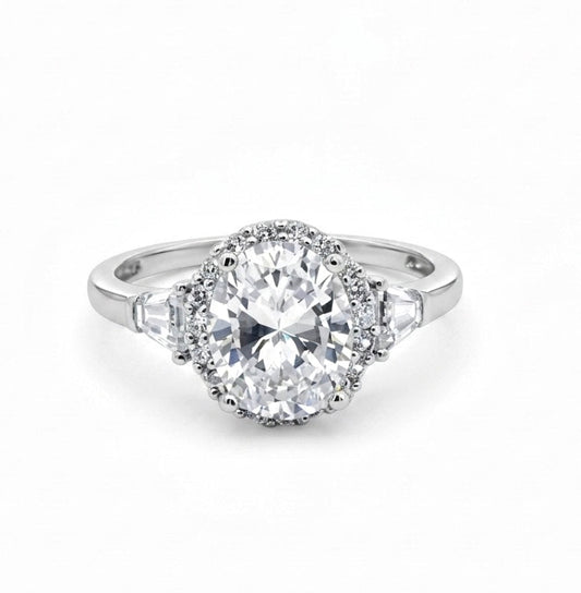 Sterling Silver Oval Halo Ring