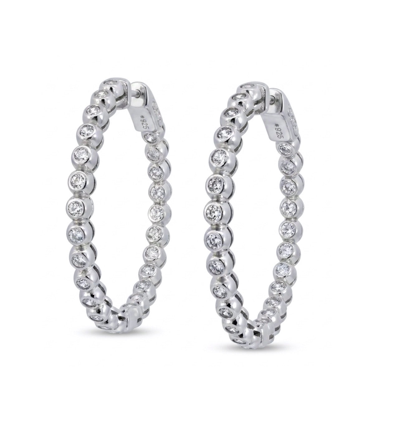 Inside-Out Round Shape 1.20-inch 1.00 ct.Hoop Earrings