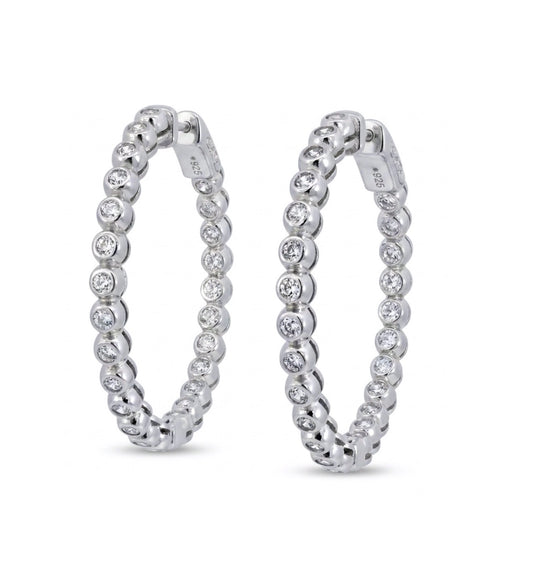 Inside-Out Round Shape 1.20-inch 1.00 ct.Hoop Earrings