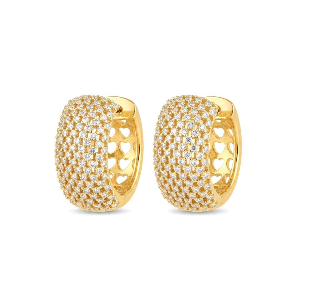 Gold Plated Sterling Silver Cubic Zirconia Huggies Earrings